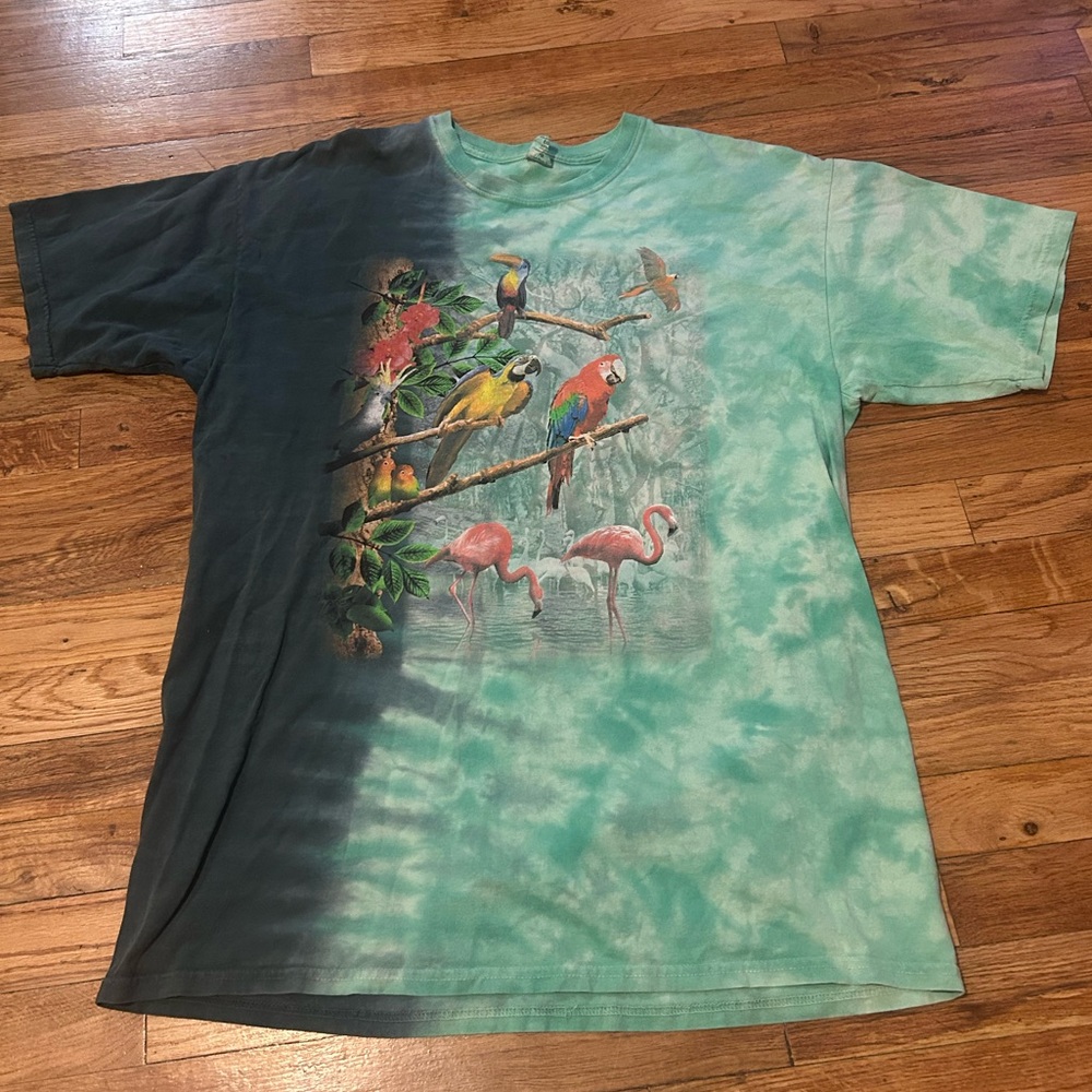 Gildan Graphic Island Parrot Green Tie-Dye T-Shirt Unisex Y2K Paradise XL